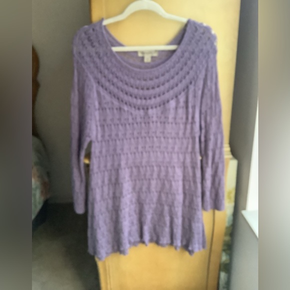Vintage America crocheted sweater purple nice pattern size Med 💕 - Picture 3 of 11